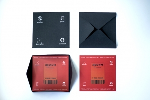 black envelopes with white print